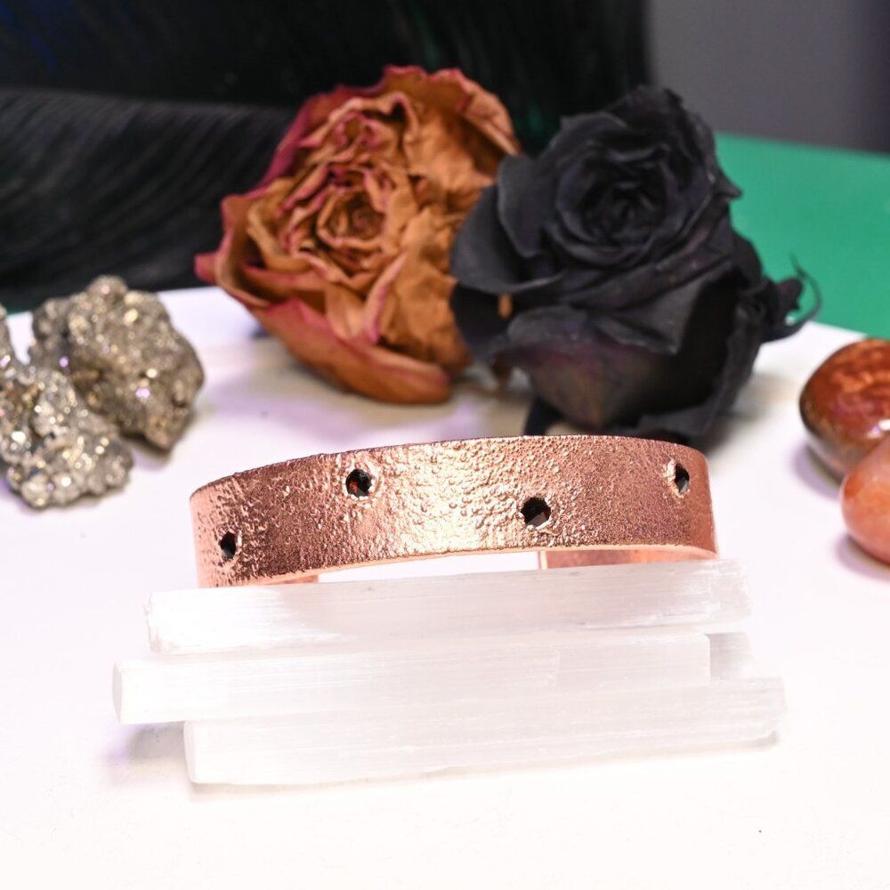 Garnet Swarovski Crystal Copper Cuff Bracelet - Picture 2 of 5